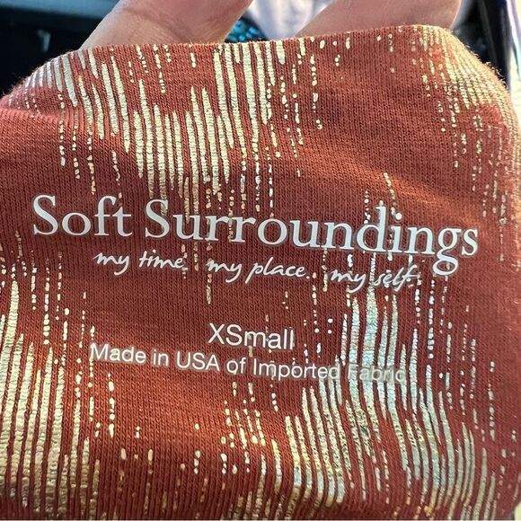 Soft Surroundings Alessandra Dark Coral & Gold Metallic Chevron Maxi Dress - Picture 11 of 11